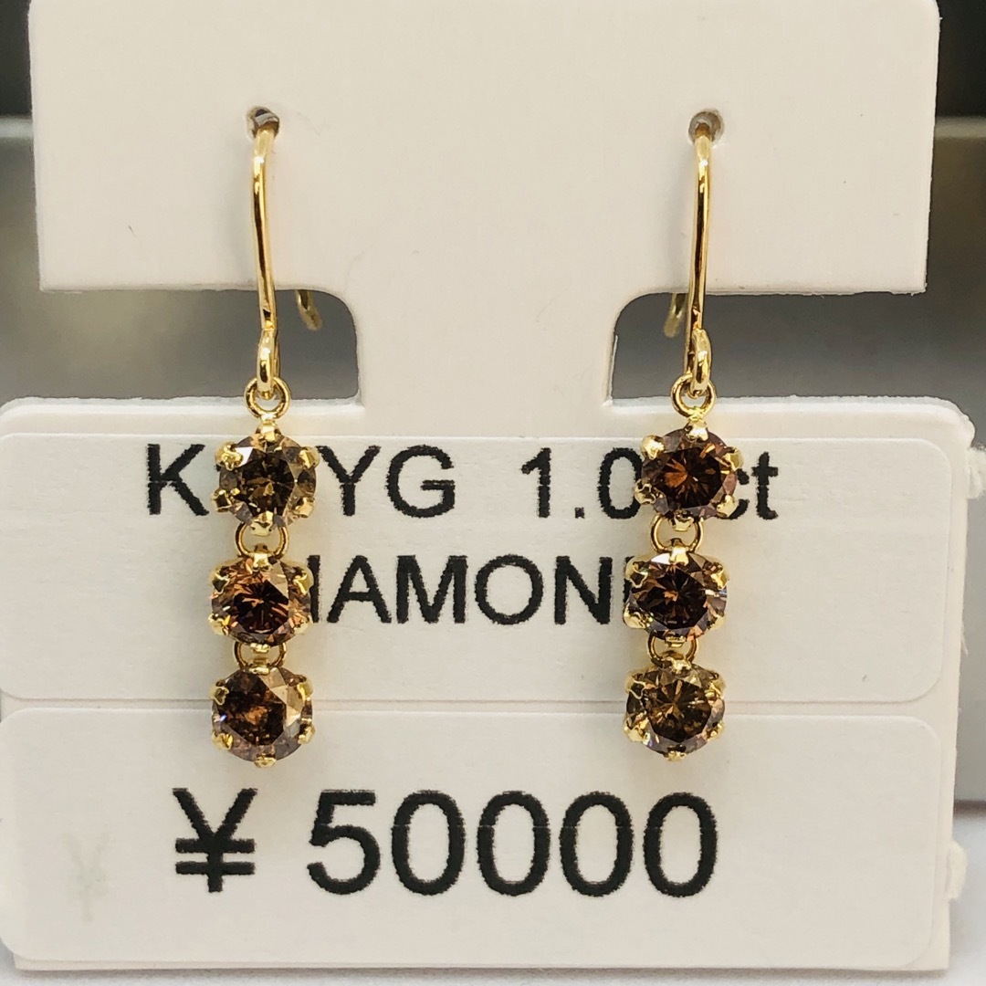 DE-24540 K18YG フックピアス ダイヤモンド　1.00ct