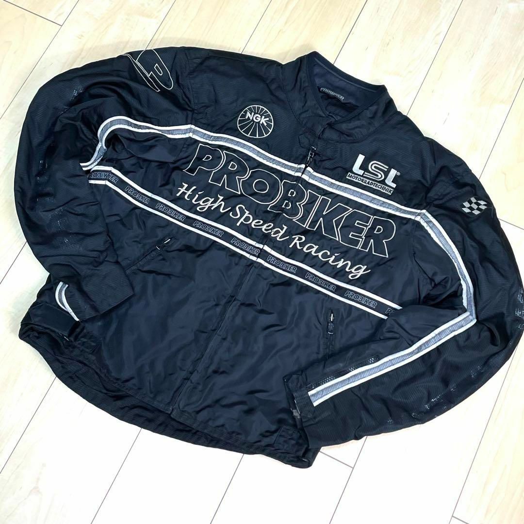 PRO BIKER　レーシングジャケット　ロゴ刺繍　ワッペン　ブラック