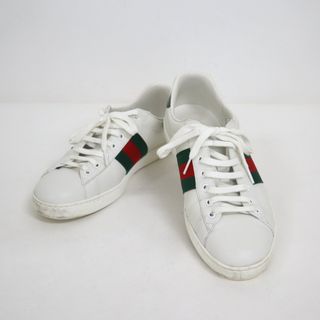 グッチ(Gucci)の【GUCCI】グッチ ローカットスニーカー シェリーライン 386750 レザー ホワイト/ik0158(スニーカー)