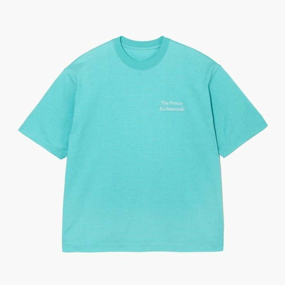 【XL】ennoy T-Shirt MINT BLUE × WHITE ボーダーストライプ