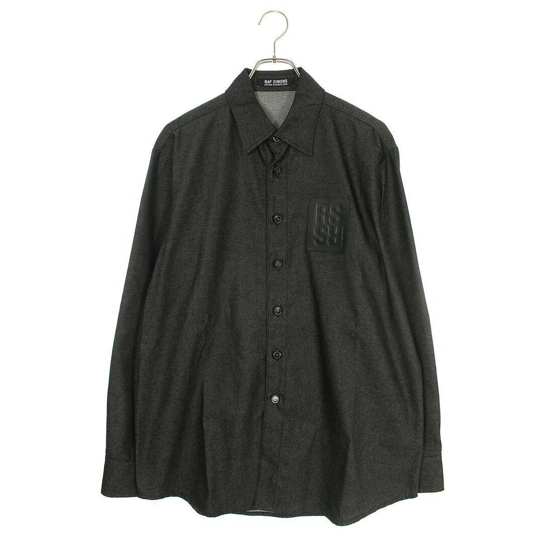 RAF SIMONS ラフシモンズ 23SS OVERSIZED DENIM SHIRT WITH LEATHER PATCH オーバーサイズド レザーパッチ付きデニムシャツ長袖シャツ ライトブルー 231-M243