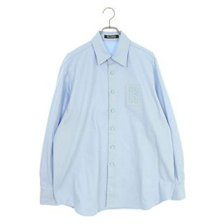 ラフシモンズ(RAF SIMONS)のラフシモンズ  23SS  231-M242 ロゴレザーパッチデニム長袖シャツ  メンズ M(シャツ)