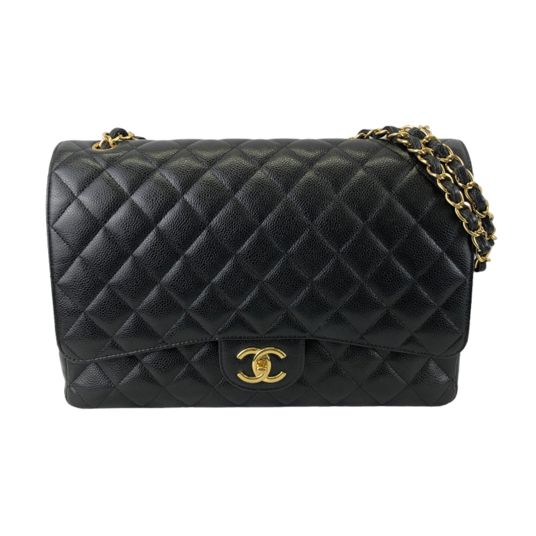 シャネル CHANEL デカマトラッセ34 A58601 ブラック ゴールド金具 キャビアスキン レディース ショルダーバッグ約22cmマチ