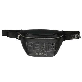 フェンディ(FENDI)のフェンディ  7VA562 AP15 ロゴエンボス刺繍レザーボディバッグ  メンズ(ボディーバッグ)