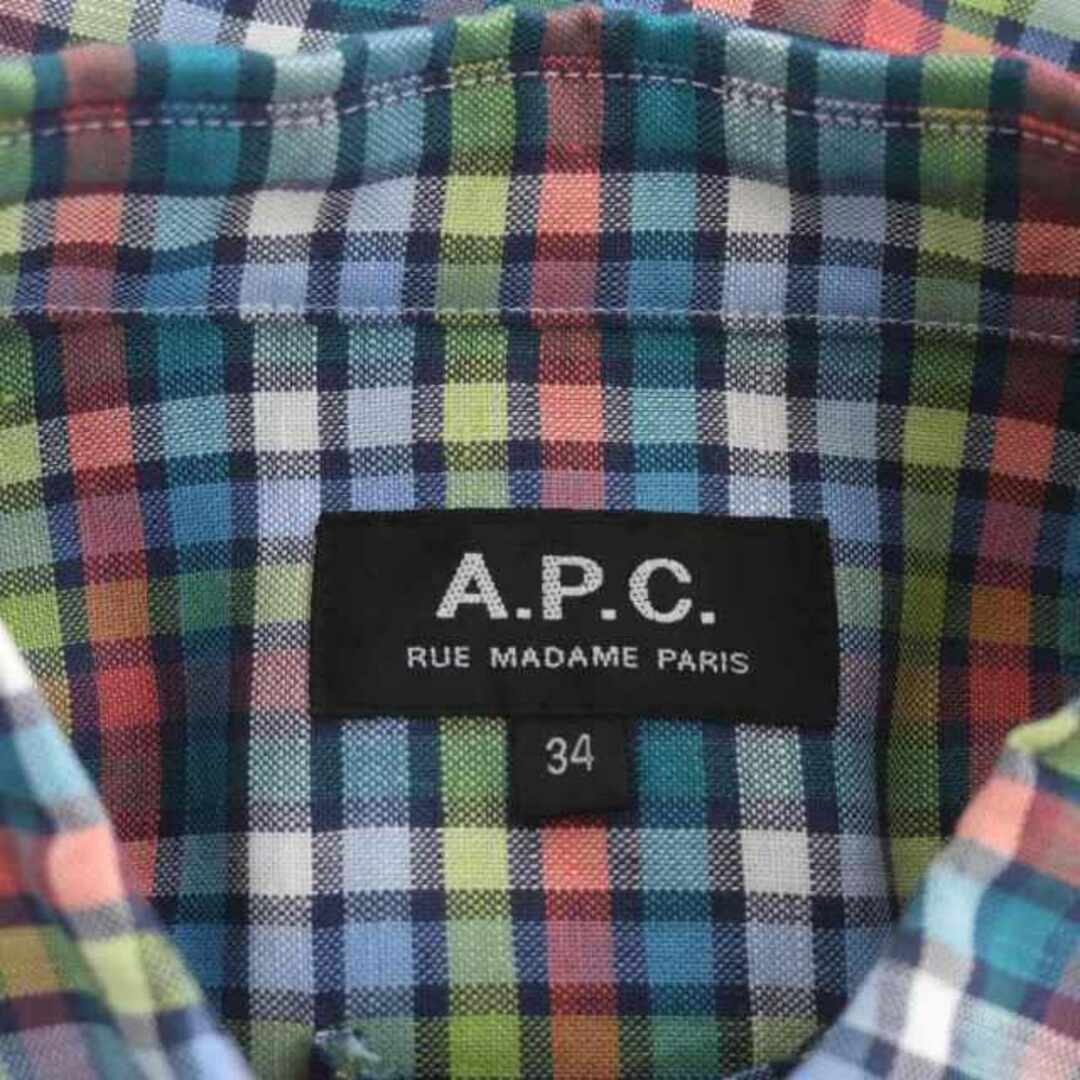 A.P.C(アーペーセー)のアーペーセー リネンコットンシャツワンピース ミニ 七分袖 リボンベルト付き レディースのワンピース(ミニワンピース)の商品写真