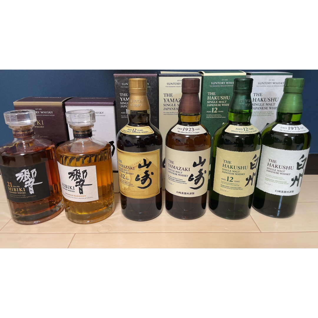 サントリー(サントリー)の正規品 箱付 響21年 山崎12年 白州12年　6セット 食品/飲料/酒の酒(ウイスキー)の商品写真