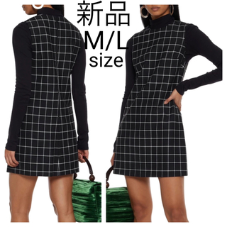 新品 alice+olivia ウィンドペンチェック柄 ワンピース ドレス 黒