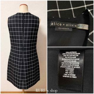 新品 alice+olivia ウィンドペンチェック柄 ワンピース ドレス 黒