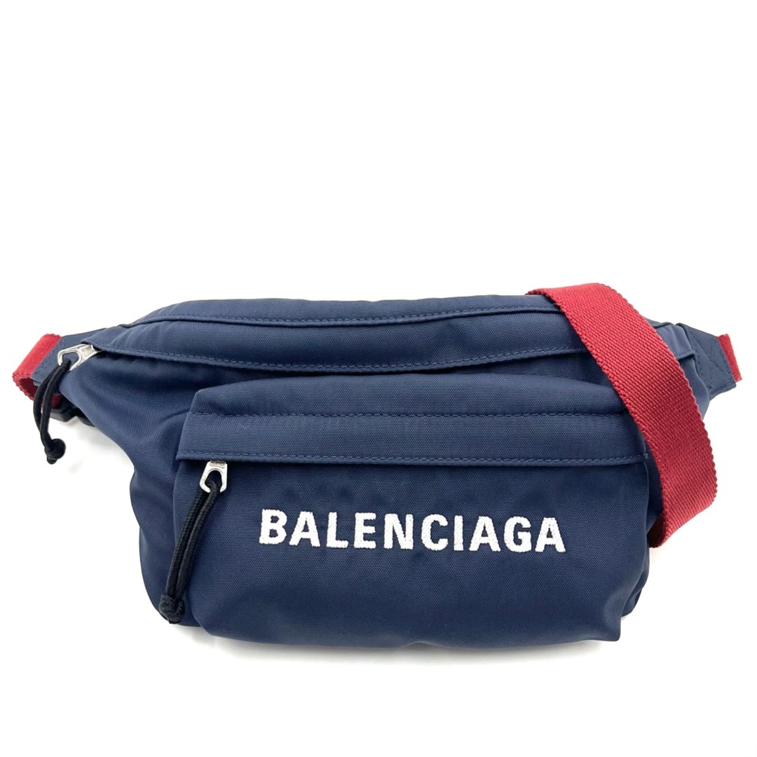 【値下げ中】BALENCIAGA バレンシアガ ボディバッグ ウィール ベルトバッグ WHEEL BELT PACK ウエストポーチ シンプル かばん 鞄 552770 ナイロン    ネイビー 紺 シルバー金具 メンズ 人気【品】