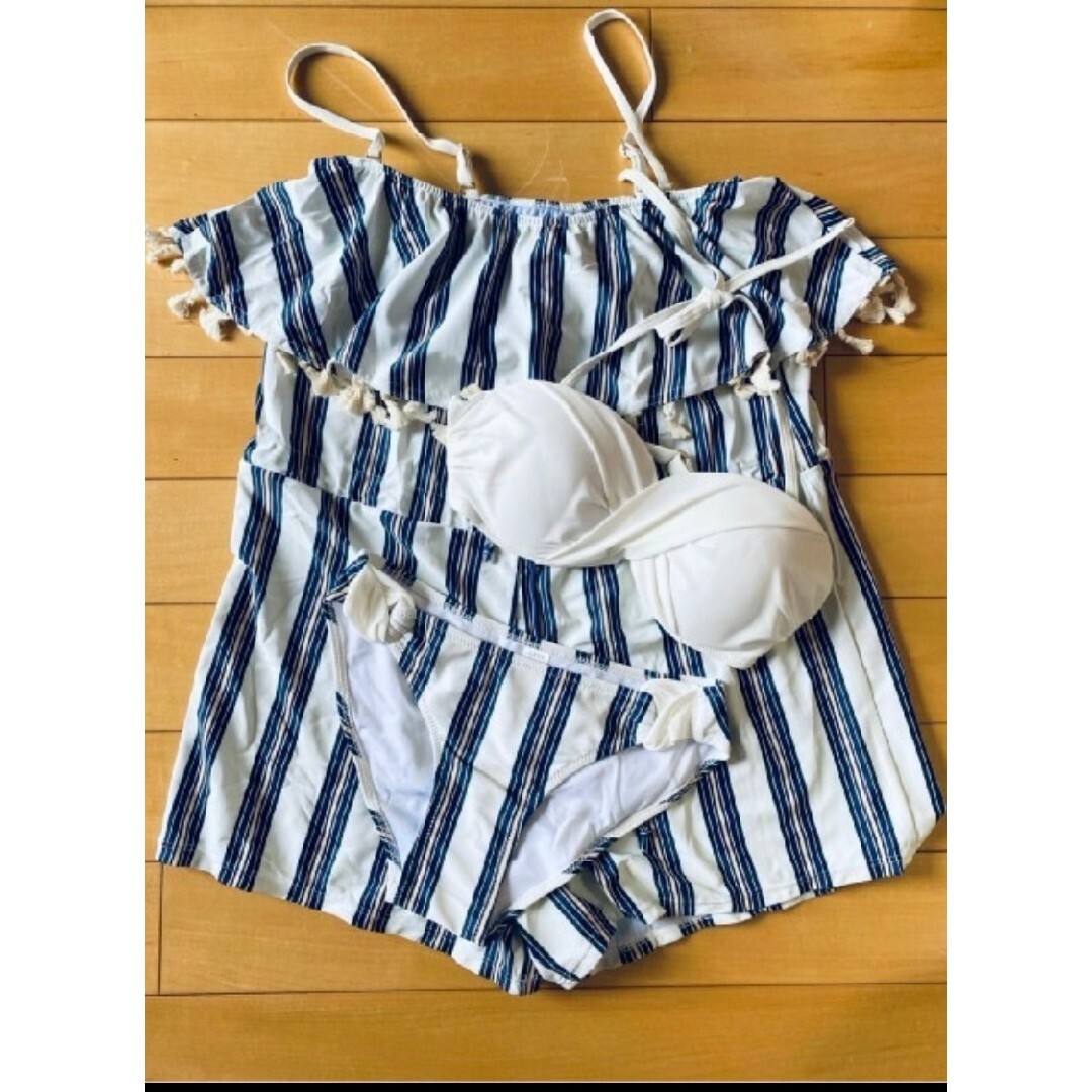 【新品】オールインワン水着３点セット Ｌ レディースの水着/浴衣(水着)の商品写真