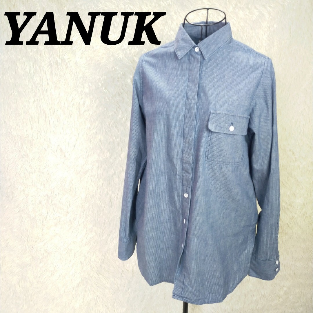 YANUK(ヤヌーク)のヤヌーク YANUK【XS】ボタン長袖シャツ 胸ポケット サイドポケット付き レディースのトップス(シャツ/ブラウス(長袖/七分))の商品写真