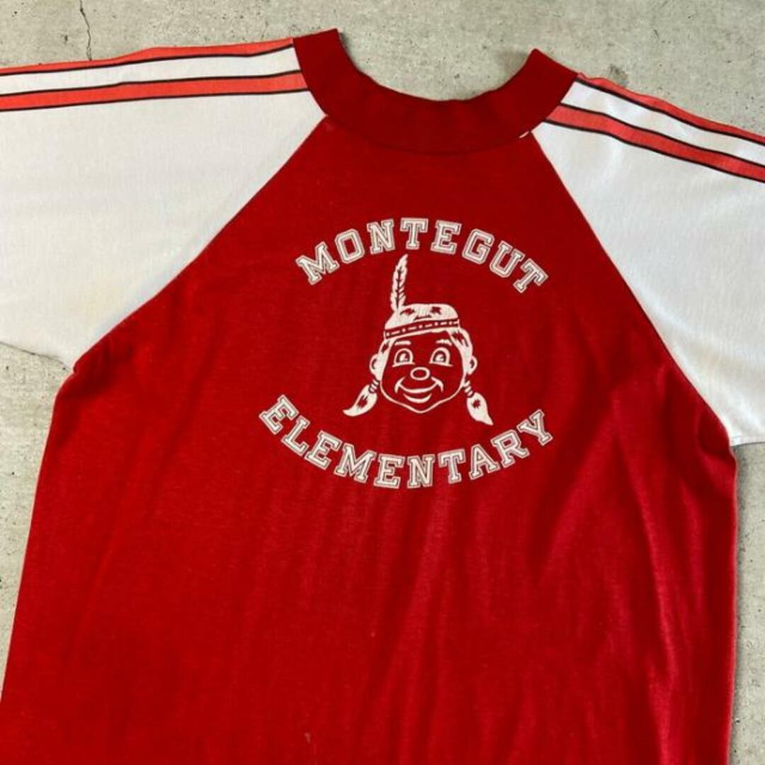 70年代 MONTEGUT ELEMENTARY 切替 ラグラン スクールプリントTシャツ メンズL相当トップス