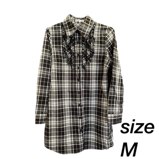 コルザ(COLZA)のモノトーン　フリル チェックシャツ(シャツ/ブラウス(長袖/七分))