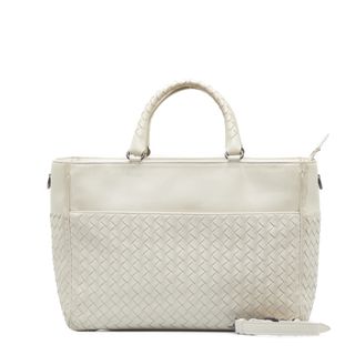 BOTTEGAVENETA ボッテガヴェネタ ハンドバッグ ショルダーバッグ イントレチャート ホワイト 125787 良品  56852