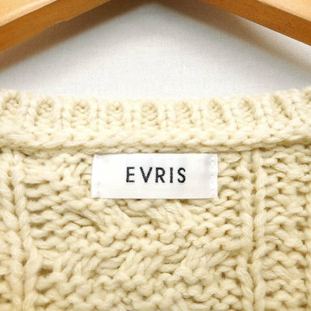 EVRIS(エヴリス)のエヴリス EVRIS セーター ニット 柄編み ケーブル編み フリンジ 切替リブ レディースのトップス(ニット/セーター)の商品写真