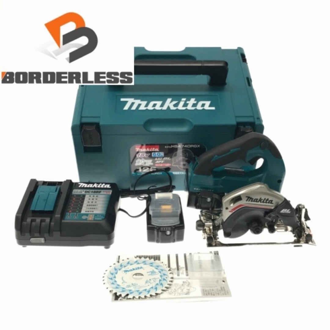 ☆未使用品☆makita マキタ 18V 125mm 充電式マルノコ HS474DRGX バッテリー2個(18V 6.0Ah) 充電器 ケース付き 丸ノコ 丸のこ 74298