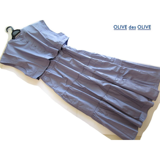 オリーブデオリーブ(OLIVEdesOLIVE)の新品OLIVE des OLIVE シャツ付きティアードワンピース/BL(ロングワンピース/マキシワンピース)