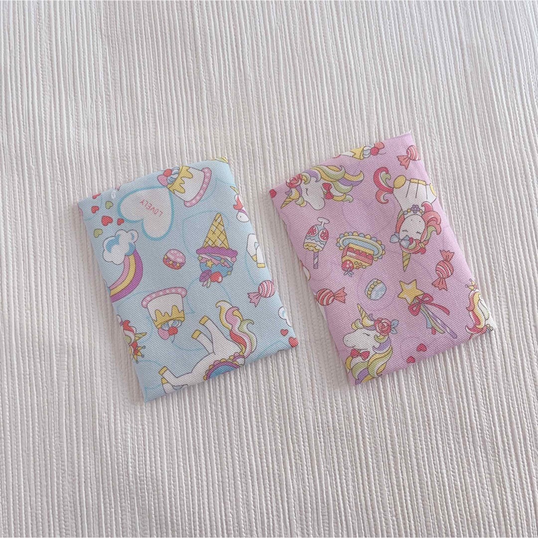 ポケットティッシュケース 女の子 ユニコーン ピンク 水色 ハンドメイドのキッズ/ベビー(外出用品)の商品写真