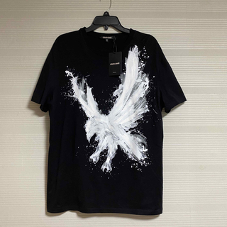 美品 本物 正規品 ロベルトカヴァリ メンズ Tシャツ イーグル 黒 XL