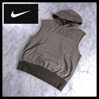 ナイキ(NIKE)の00s 古着 NIKE スウェット パーカー ノースリーブ ベスト ブラウン(パーカー)