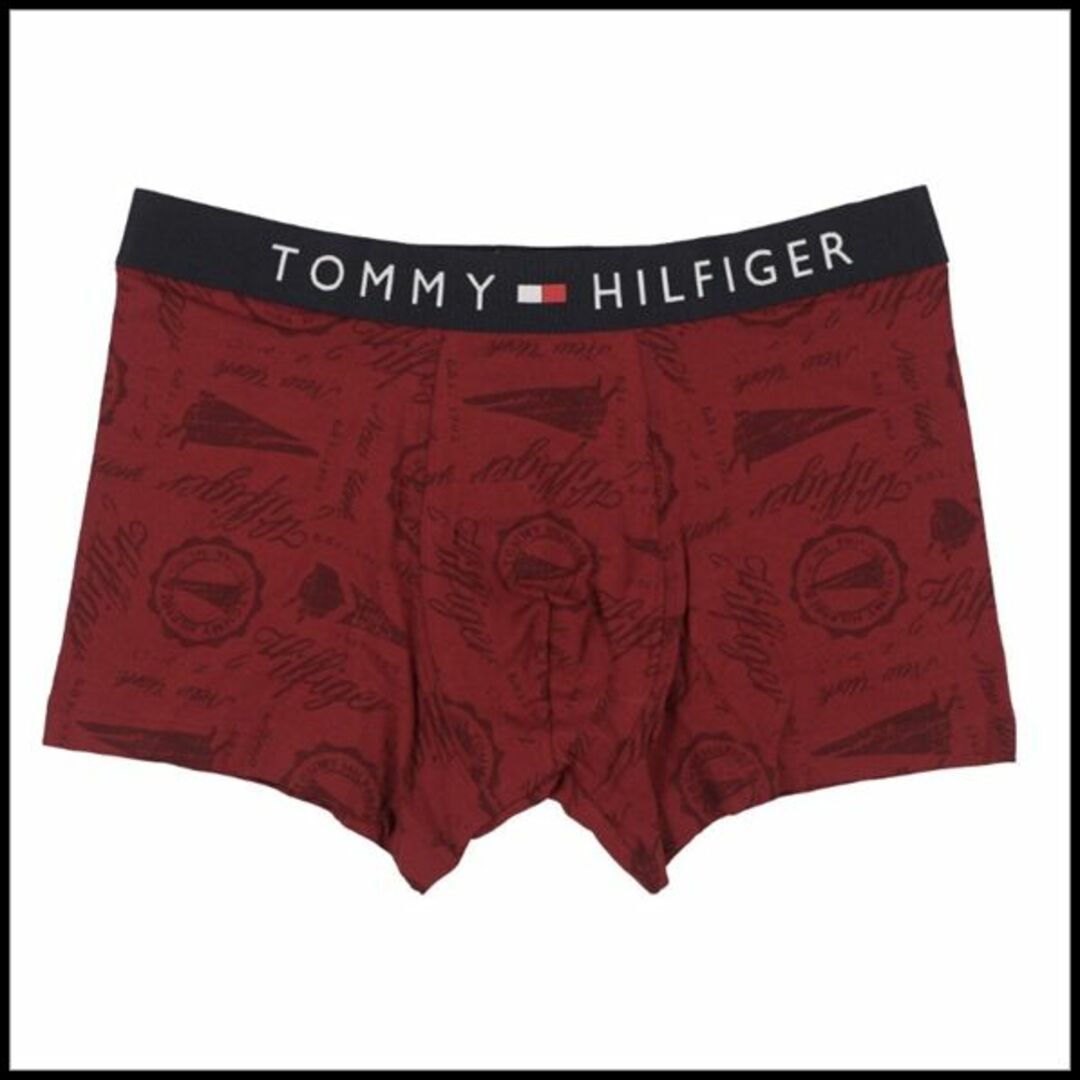 TOMMY HILFIGER(トミーヒルフィガー)のロゴバンドプリントトランクス　レッド　Mサイズ メンズのアンダーウェア(トランクス)の商品写真