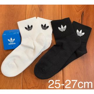 アディダス(adidas)の新品　アディダス　25-27cm  ミッドカットアンクルソックス　白黒2足セット(ソックス)