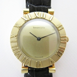 ティファニー(Tiffany & Co.)のティファニー アトラス D286.753 時計 18K 約19.6g 黒 ■WY(腕時計)