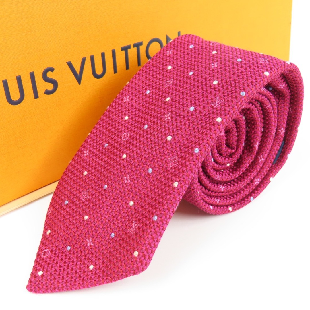 未使用品 LOUIS VUITTON ルイヴィトン ビジネス スーツ Yシャツ ドット柄 モノグラム柄 ネクタイ シルク/ウール ピンク