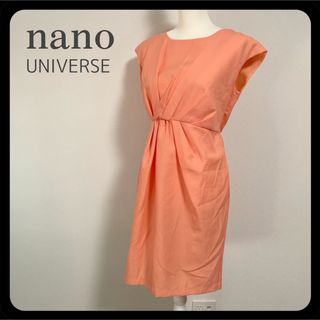 ナノユニバース(nano・universe)の【美品】nano ユニバース シャーベットオレンジ ノースリーブ ワンピース(ひざ丈ワンピース)