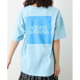 ロデオクラウンズワイドボウル(RODEO CROWNS WIDE BOWL)のスクエアボックスロゴTシャツ　ブルー(Tシャツ(半袖/袖なし))