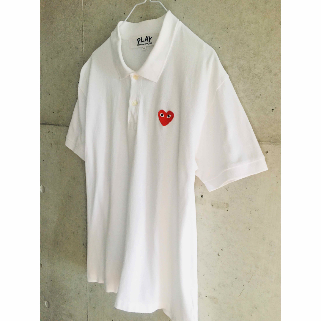 COMME des GARCONS(コムデギャルソン)の【名作★希少★メンズL】プレイコムデギャルソン ハート ポロシャツ 予備ボタン付 メンズのトップス(ポロシャツ)の商品写真