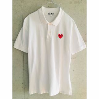 コムデギャルソン(COMME des GARCONS)の【名作★希少★メンズL】プレイコムデギャルソン ハート ポロシャツ 予備ボタン付(ポロシャツ)