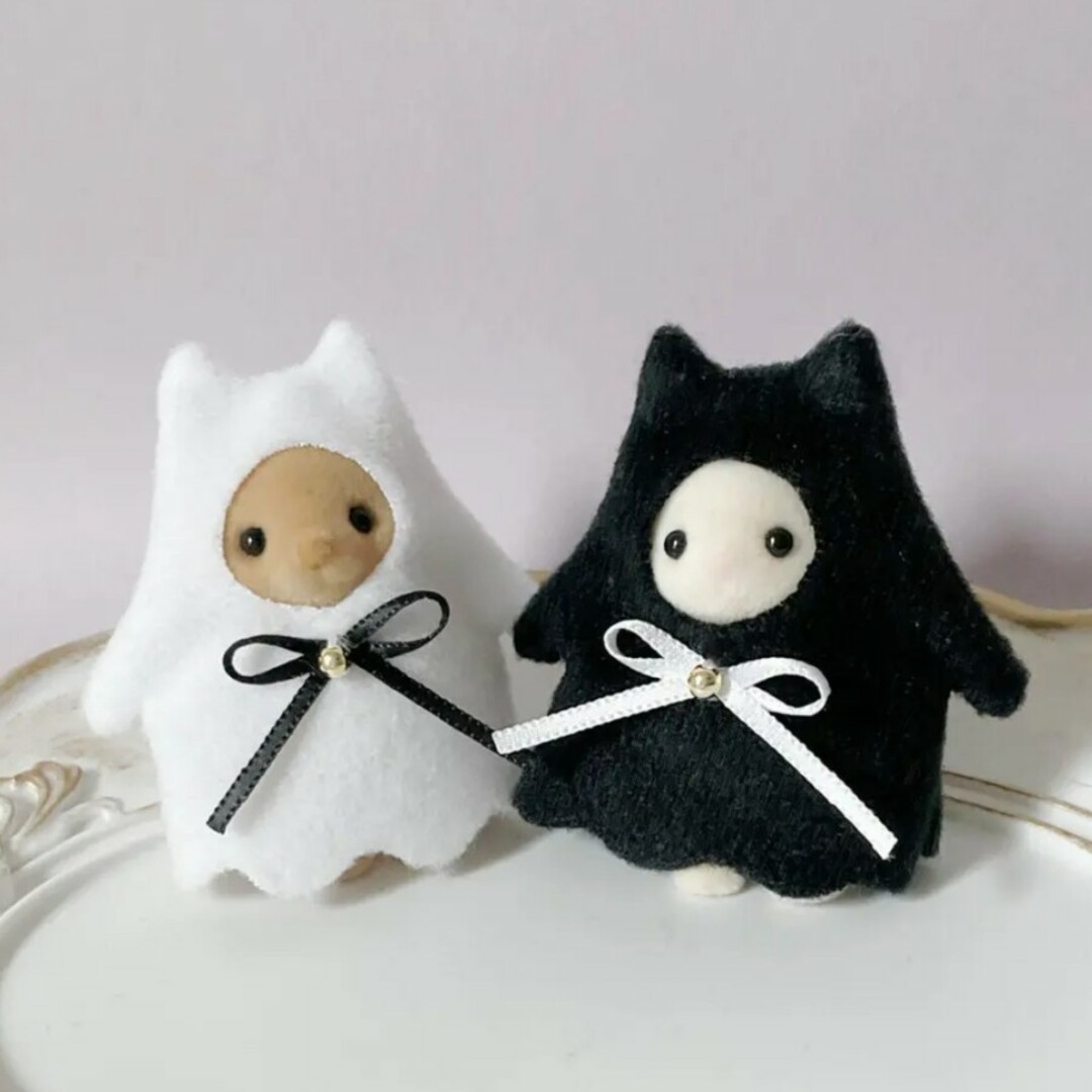 おばけ衣装 モノトーンセット シルバニア赤ちゃんサイズ ハンドメイドのぬいぐるみ/人形(その他)の商品写真