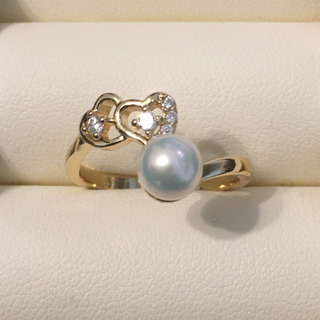 淡水パール　ホワイト真珠リング　ハート指輪　(リング(指輪))