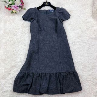 美品✨エムズグレイシーワンピース/リボン/小花柄/光沢感/40