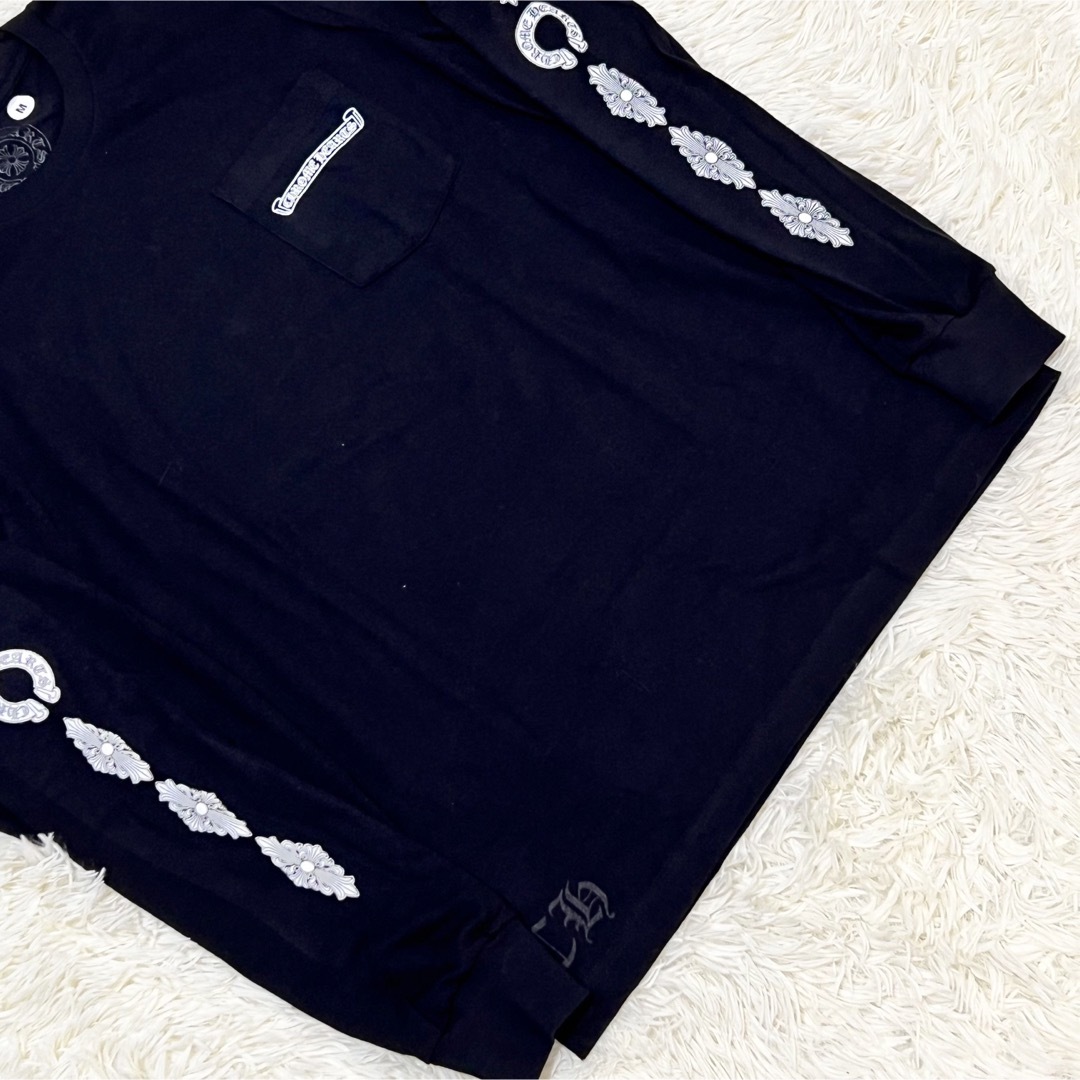 Chrome Hearts(クロムハーツ)の【新品 希少】クロムハーツ ロンT 黒 M フローラル ホースシュー 長袖 メンズのトップス(Tシャツ/カットソー(七分/長袖))の商品写真