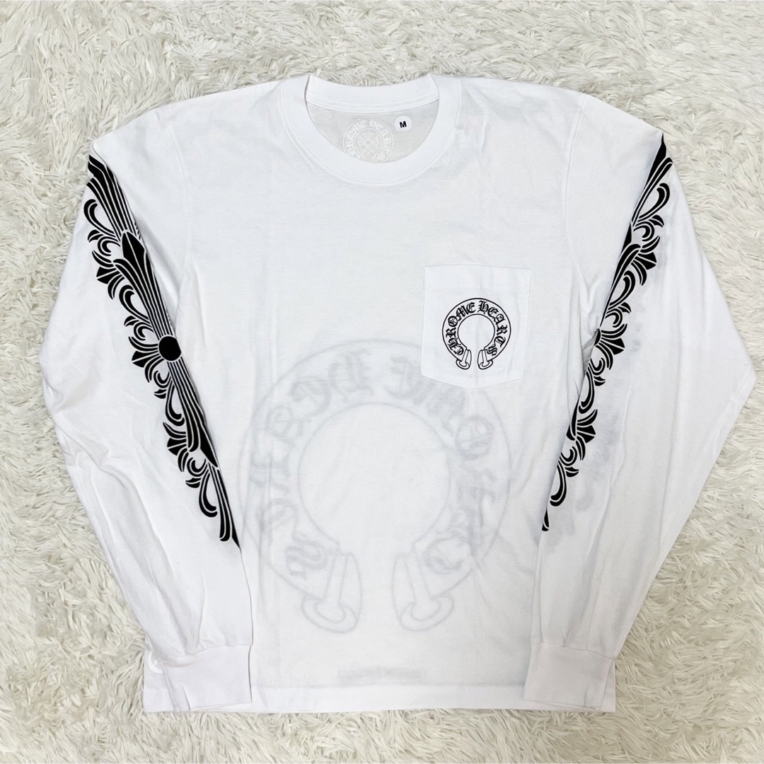 新品 希少】クロムハーツ ロンT 白 M フローラル ホースシュー 長袖-