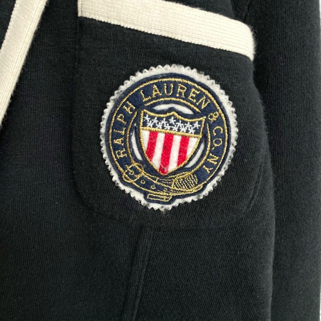 ラルフローレン スウェット生地 ワッペン刺繍 テーラードジャケット ブラック S ラルフローレン スウェット生地 ワッペン刺繍 テーラードジャケット ブラック S