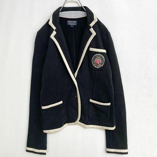 ポロラルフローレン(POLO RALPH LAUREN)のラルフローレン　スウェット生地　ワッペン刺繍　テーラードジャケット　ブラック S(テーラードジャケット)