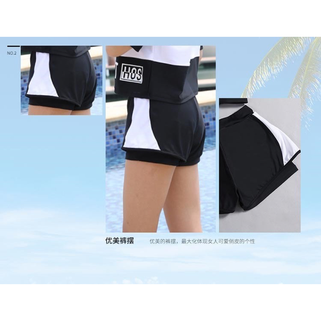 水着 L 160-165 女の子 青 オーバー Tシャツ 3点セット UV対策 レディースの水着/浴衣(水着)の商品写真