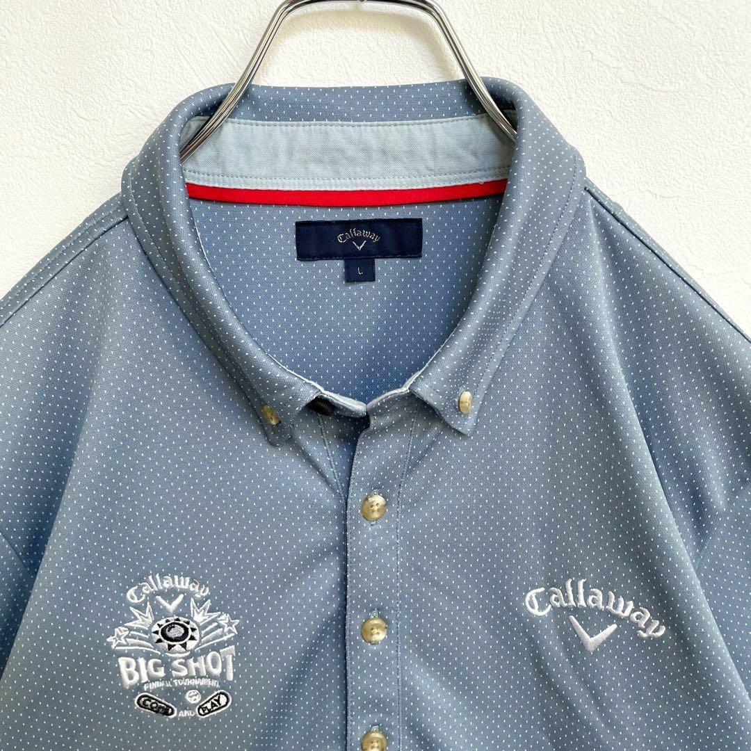 Callaway Golf(キャロウェイゴルフ)のキャロウェイ　ボタンダウン　ゴルフ　ドット柄　刺繍ロゴ　半袖ポロシャツ スポーツ/アウトドアのゴルフ(ウエア)の商品写真