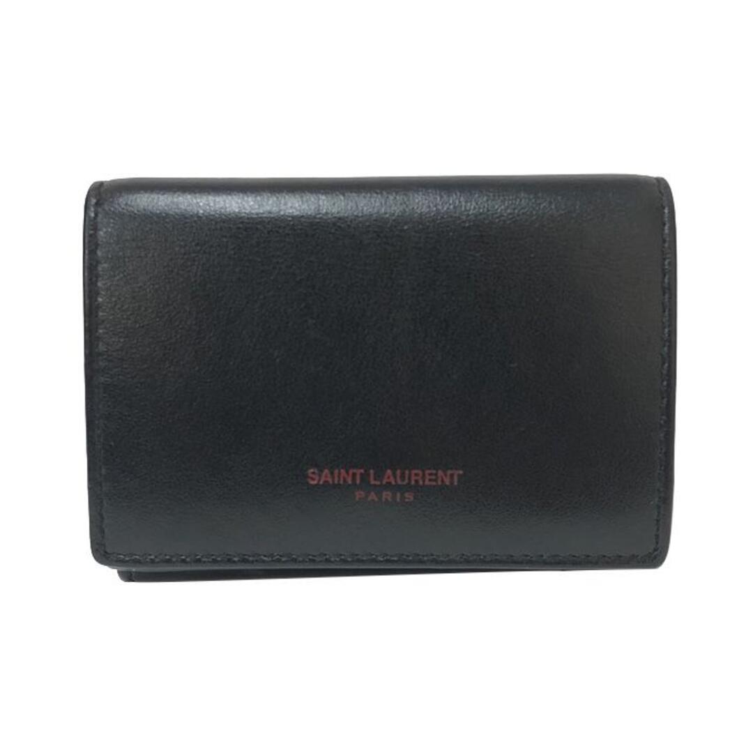 ボタン内側イヴサンローラン Yves Saint Laurent ミニ財布 三つ折り財布