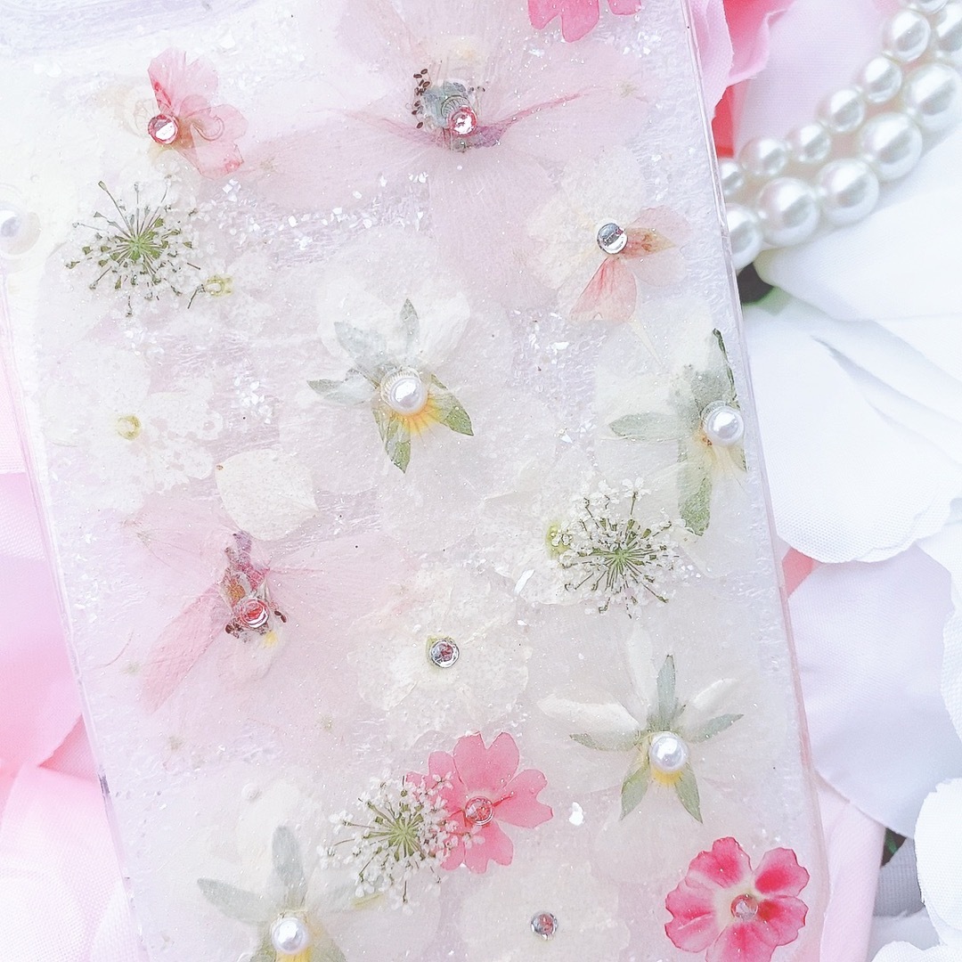 ホワイトピンクのスマホケース♡iPhone Galaxy oppo スマホ/家電/カメラのスマホアクセサリー(Androidケース)の商品写真