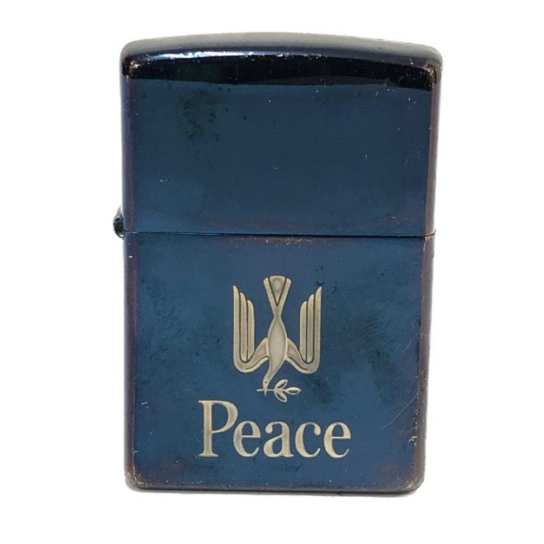 ジッポー ZIPPO Peace ピース オイルライター ネイビー系 - タバコグッズ