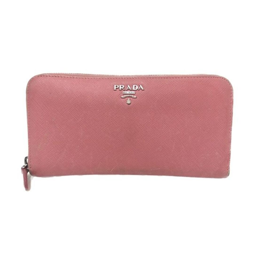 プラダ PRADA ラウンドファスナー 長財布 ピンク - 財布