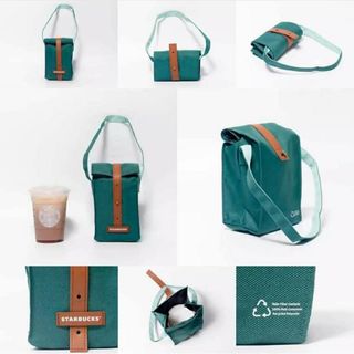 スターバックス(Starbucks)の保冷保温機能付きドリンク入れ　ランチバック　マレーシア海外限定 日本未販売　緑(トートバッグ)