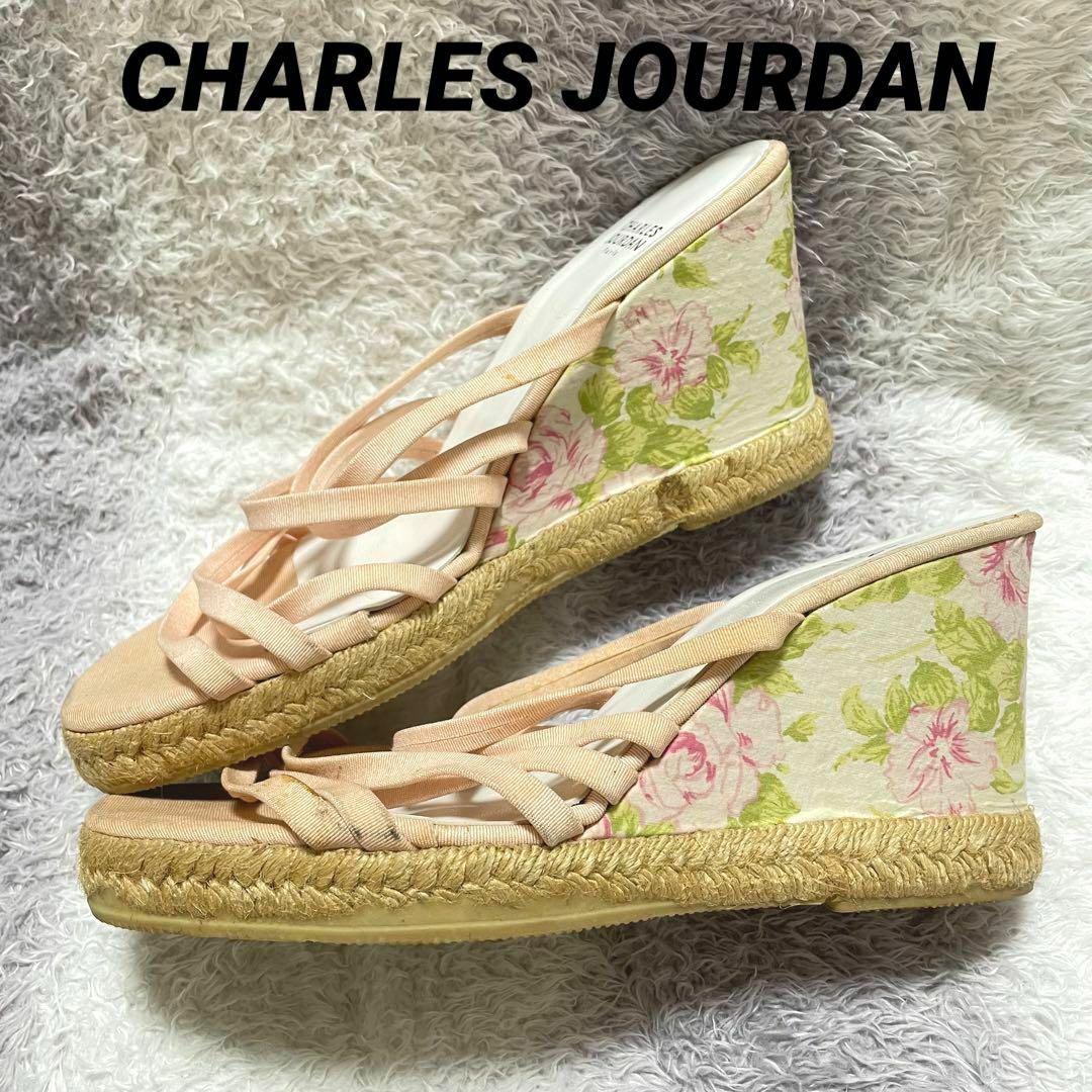 CHARLES JOURDAN(シャルルジョルダン)のs148g CHARLES JOURDAN Paris ストラップサンダル 花柄 レディースの靴/シューズ(サンダル)の商品写真
