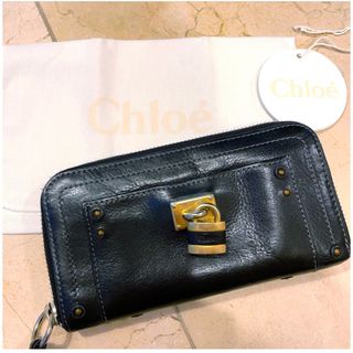 クロエ(Chloe)のChloe 長財布 ラウンドジップ ブラック(中古品)(財布)