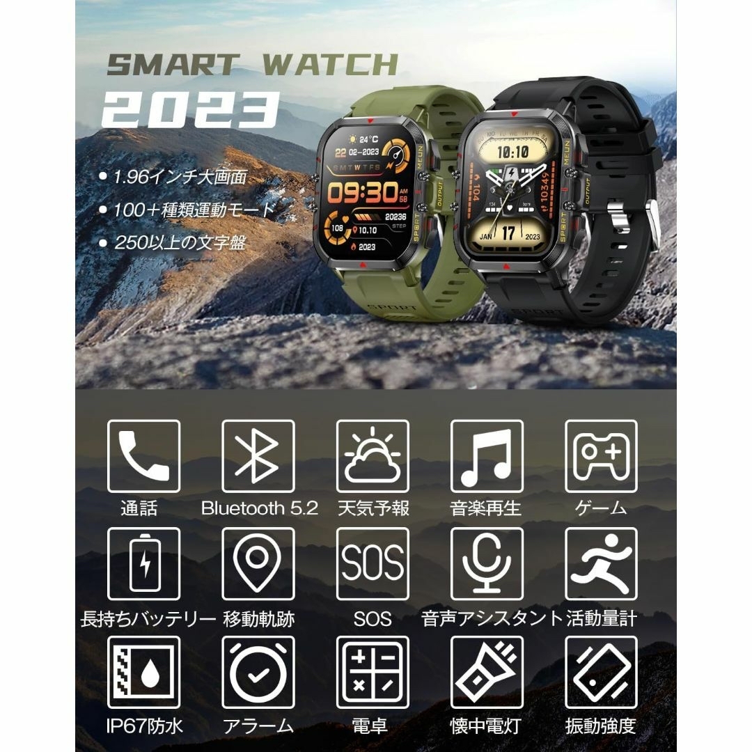 スマートウォッチ 新登場 通話機能 1.96インチ大画面  メンズの時計(腕時計(デジタル))の商品写真