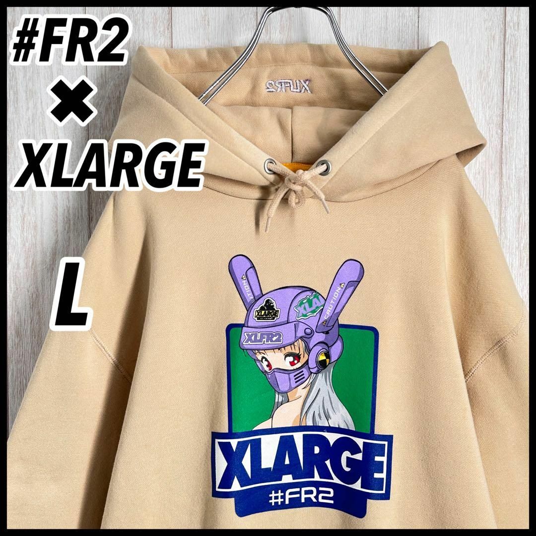 超人気デザイン】FR2 × XLARGE コラボ バイカー ビッグロゴパーカー-